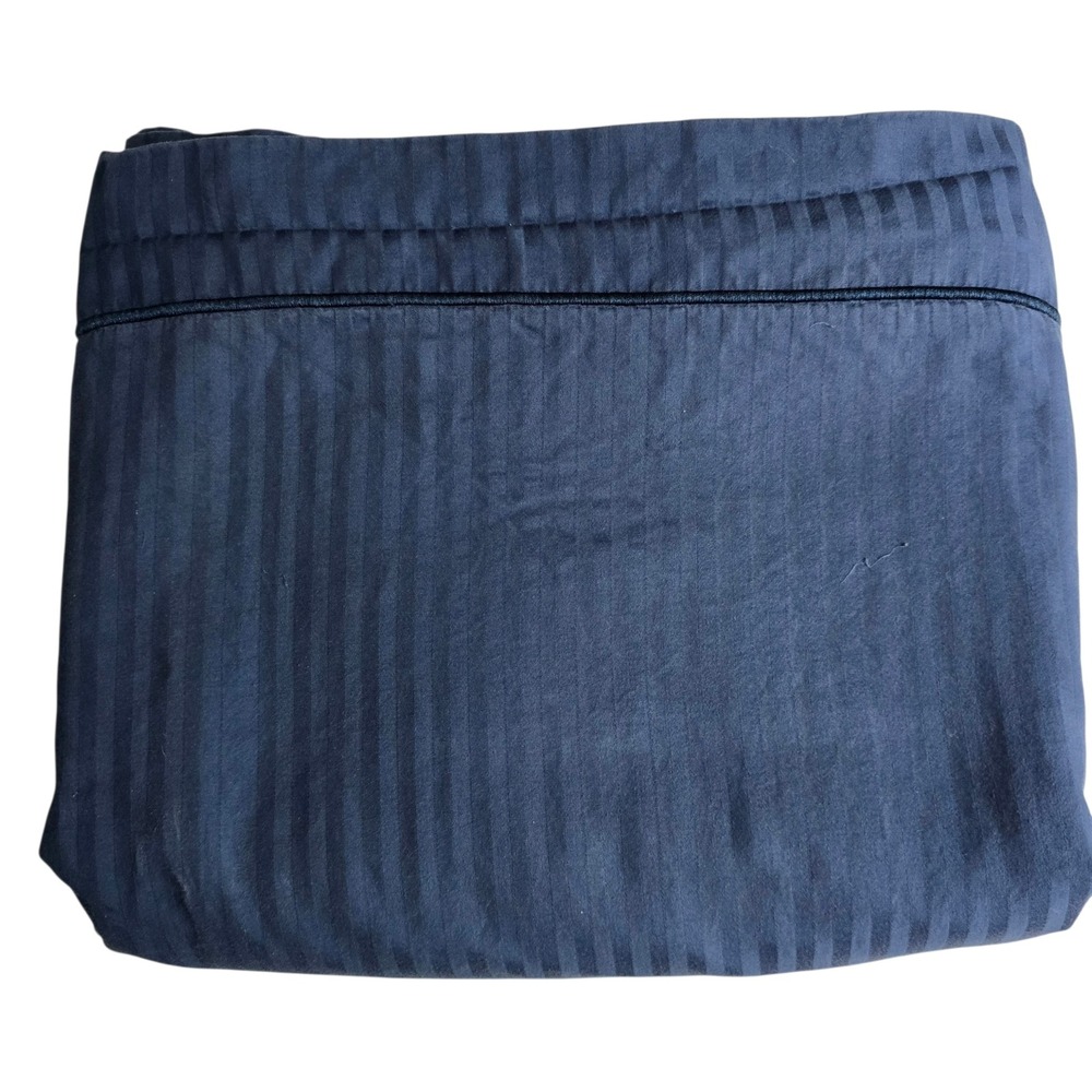 Fieldcrest King Navy Blue Damask Stripe 100% Cotton Flat Sheet Bedding‎ RN17730